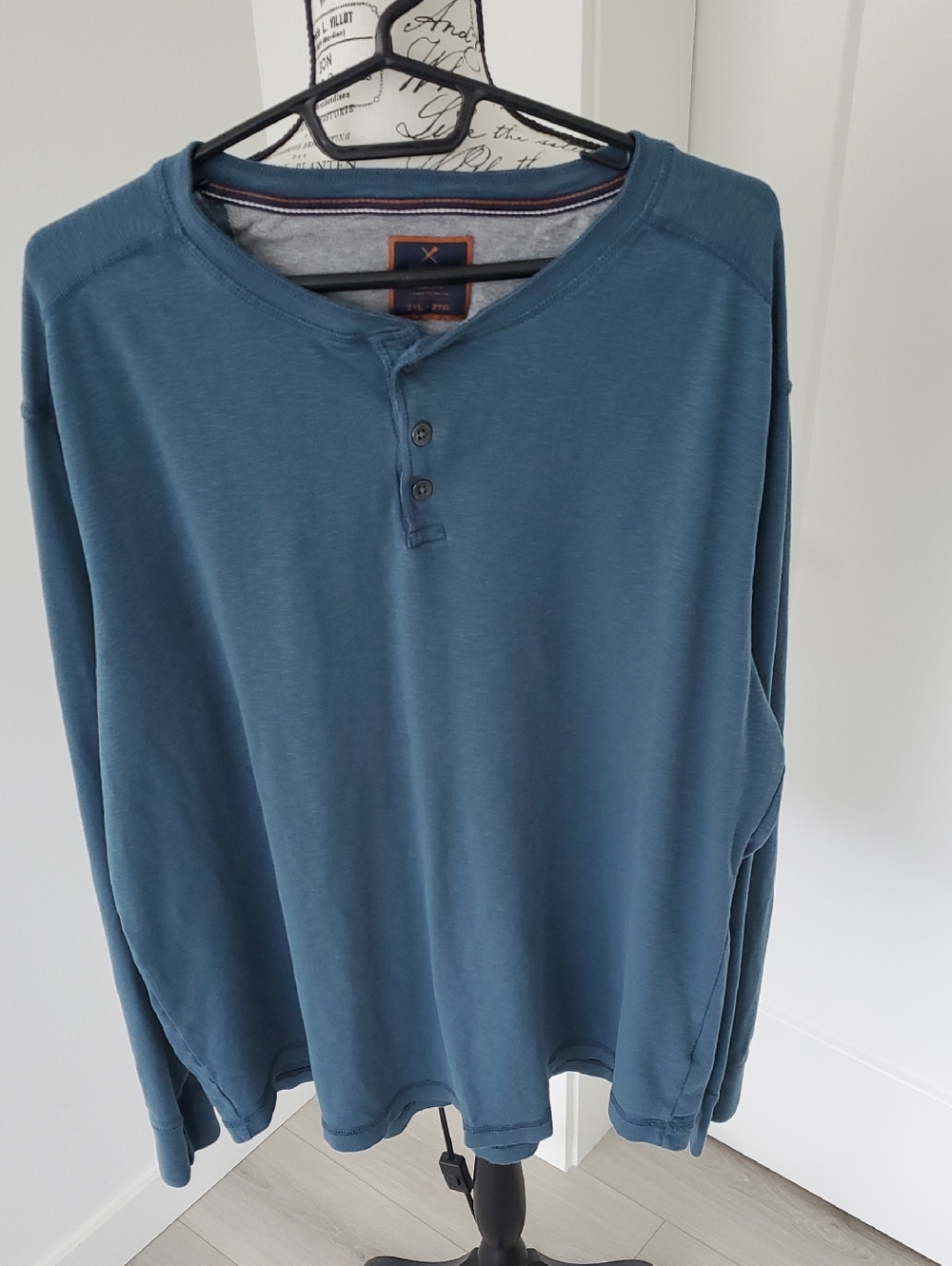 Denver Hayes Slate Blue Long-Sleeve Henley Shirt